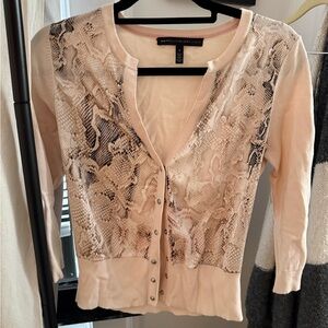 White House Black Market Beige Snakeskin Cardigan